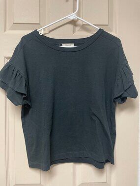 Madewell Black Ruffle Sleeve T-Shirt